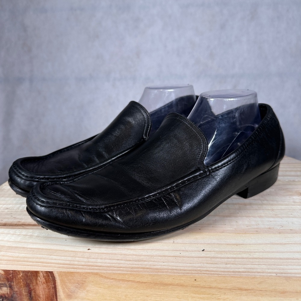 To Boot New York Loafers Mens 10.5 Black Leather Slip On Dress Shoes Moc Toe
